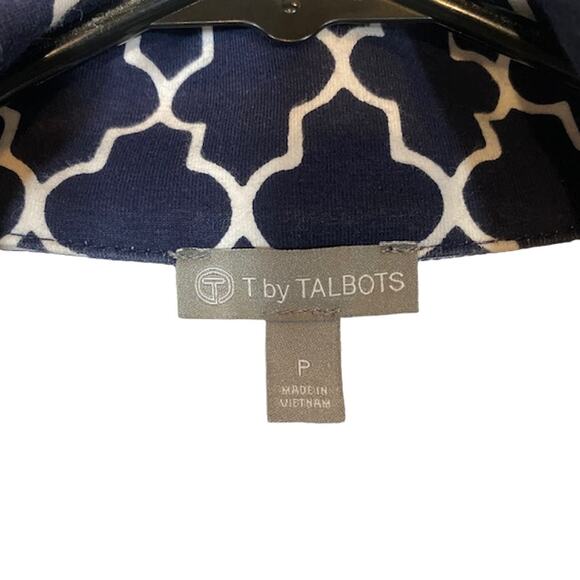 T By Talbots Blue Ombre Geo Cotton Blend Long Sleeve Full Zip Jacket Women Sz S - Picture 10 of 12